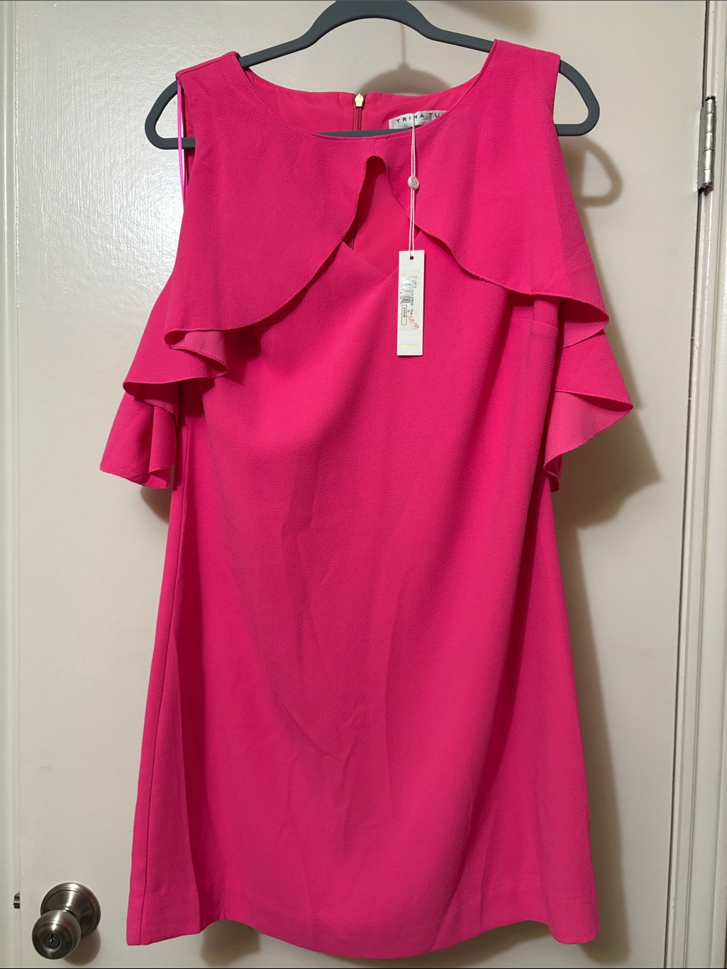 Trina Turk Hot Pink Ruffle Midi Dress